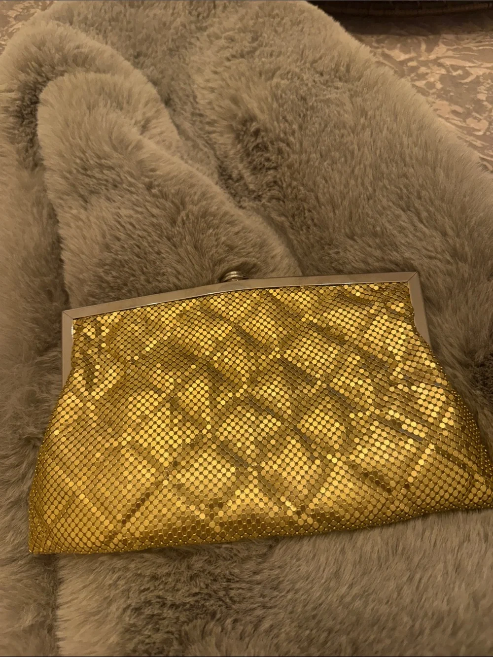 Kate Landry Gold Mesh Evening Clutch